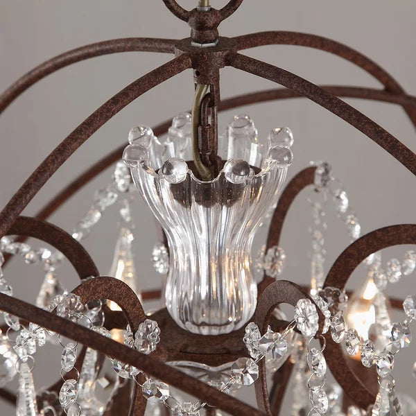 Rustic Clear Crystal Metal Orb Vintage Chandelier - view 4
