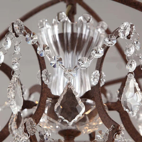 Rustic Clear Crystal Metal Orb Vintage Chandelier - view 5