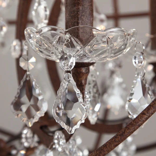Rustic Clear Crystal Metal Orb Vintage Chandelier - view 7