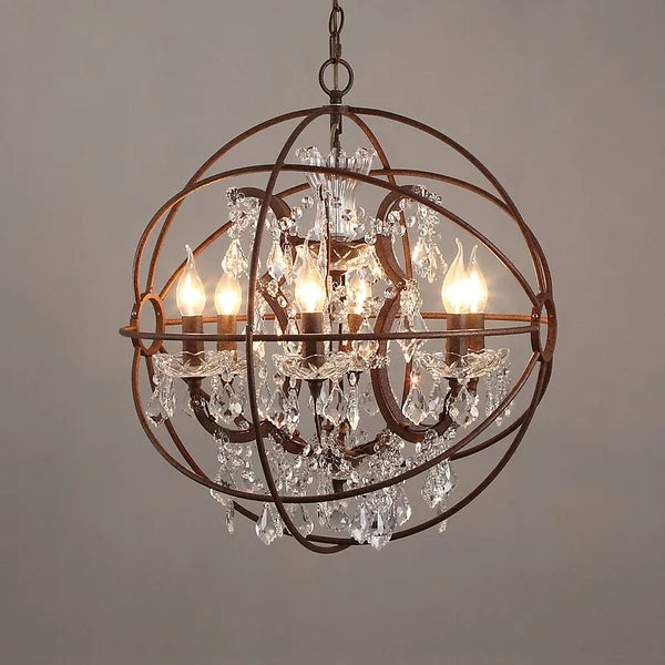 Rustic Clear Crystal Metal Orb Vintage Chandelier - view 9