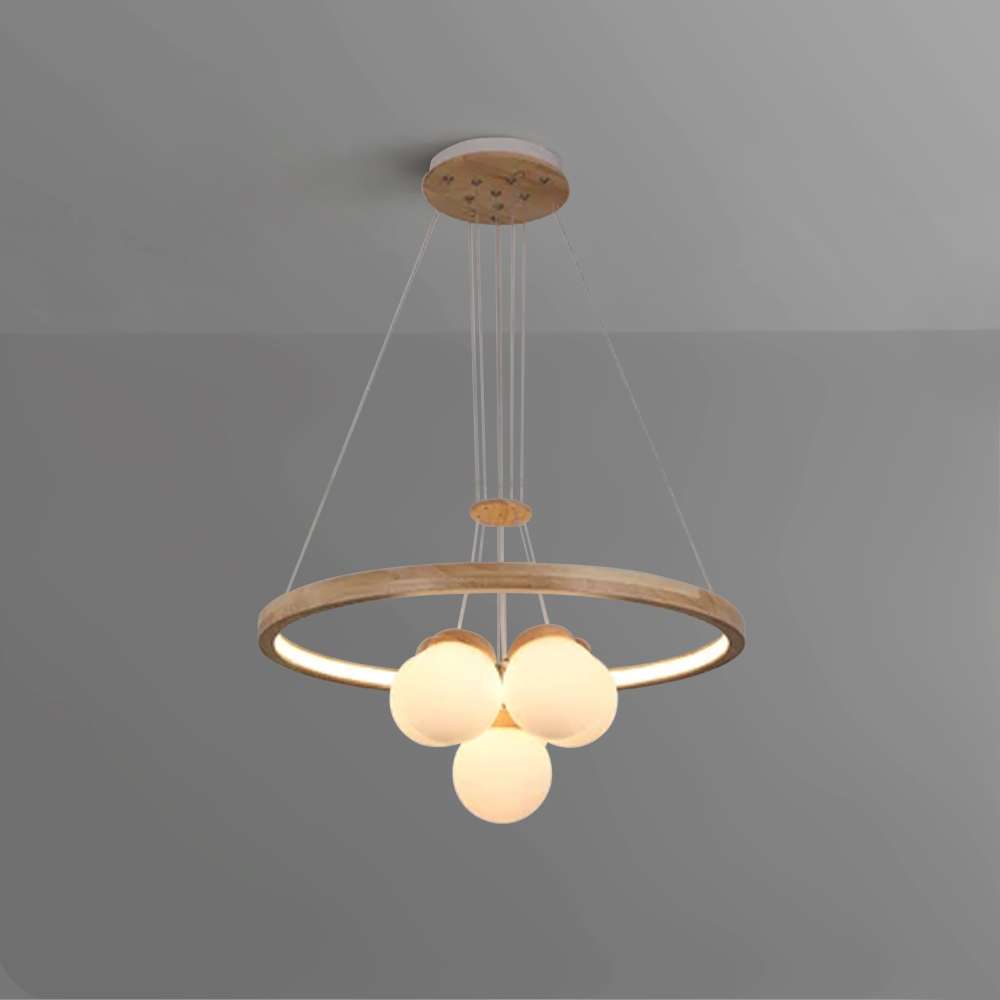 Nordic LED Natural Wood Chandelier Modern - Rustic Lighting Fixture - view 1