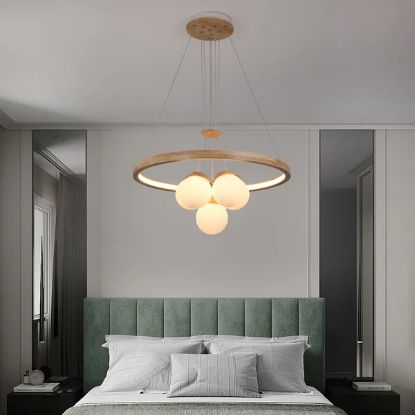 Nordic LED Natural Wood Chandelier Modern - Rustic Lighting Fixture - view 2