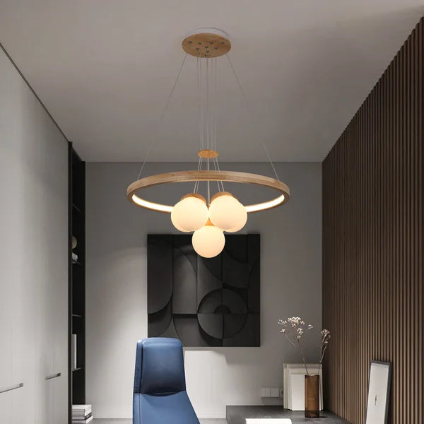 Nordic LED Natural Wood Chandelier Modern - Rustic Lighting Fixture - view 3