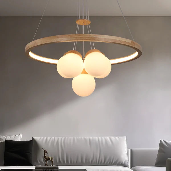 Nordic LED Natural Wood Chandelier Modern - Rustic Lighting Fixture - view 4