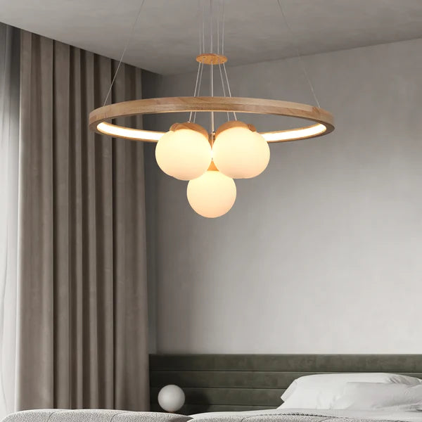 Nordic LED Natural Wood Chandelier Modern - Rustic Lighting Fixture - view 5