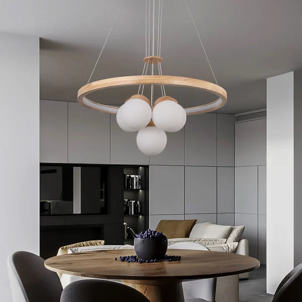 Nordic LED Natural Wood Chandelier Modern - Rustic Lighting Fixture - view 6