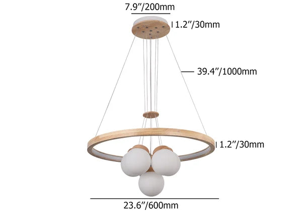 Nordic LED Natural Wood Chandelier Modern - Rustic Lighting Fixture - view 8