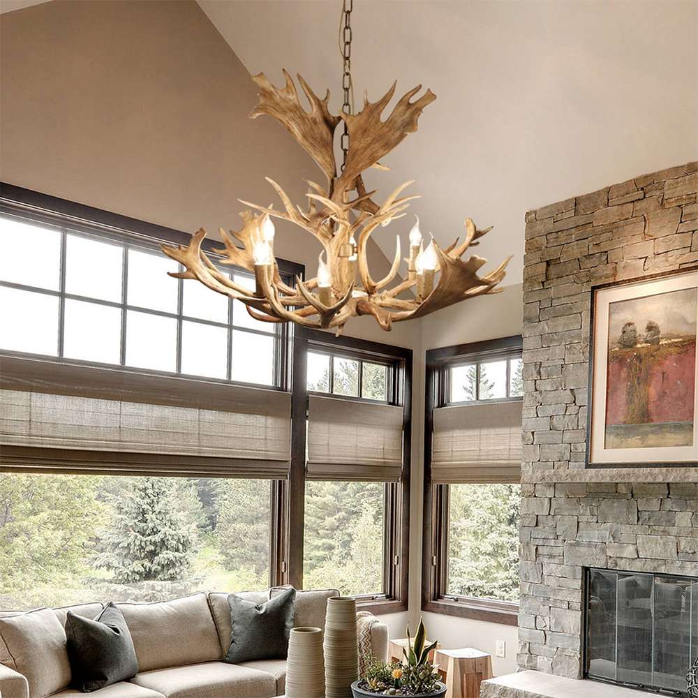 Faux Antler Candelabra Chandelier - Elegance Rustic Chandelier - view 3