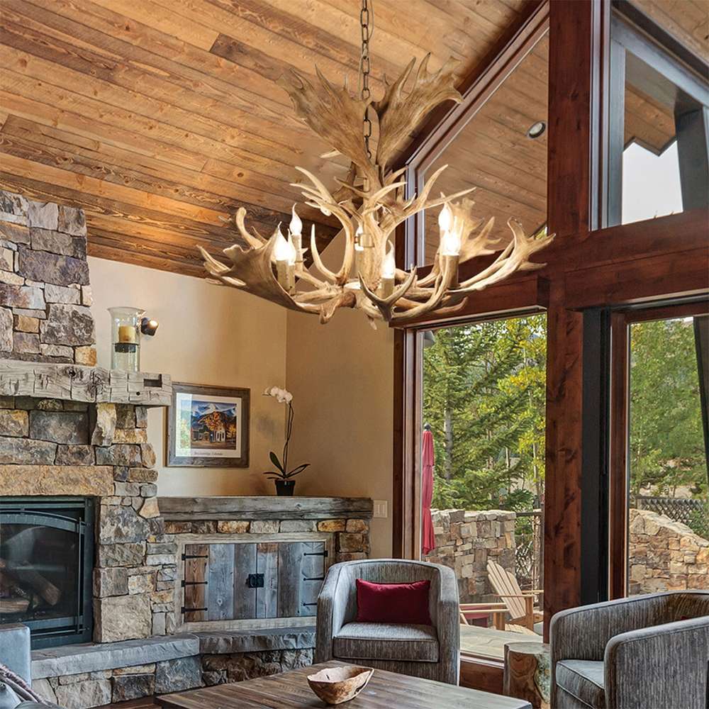 Faux Antler Candelabra Chandelier - Elegance Rustic Chandelier - view 4