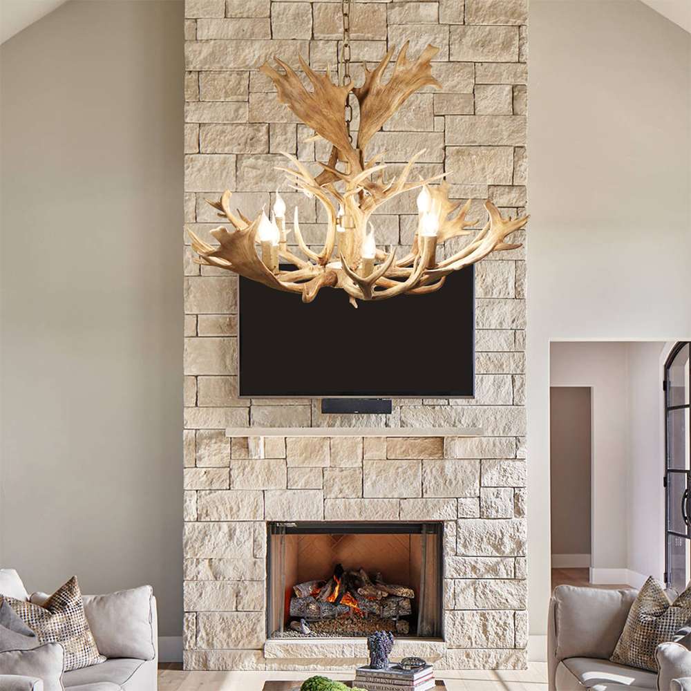 Faux Antler Candelabra Chandelier - Elegance Rustic Chandelier - view 5