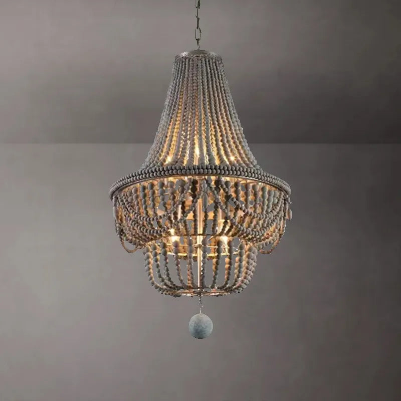 Katia Boho Wood Beaded Chandelier - view 1