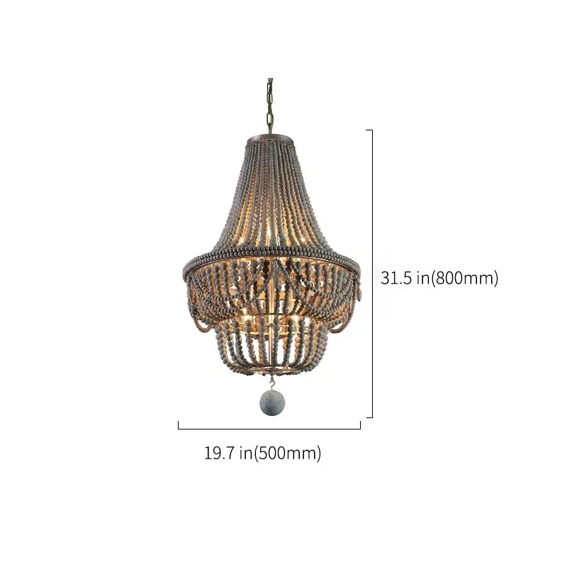 Katia Boho Wood Beaded Chandelier - view 14