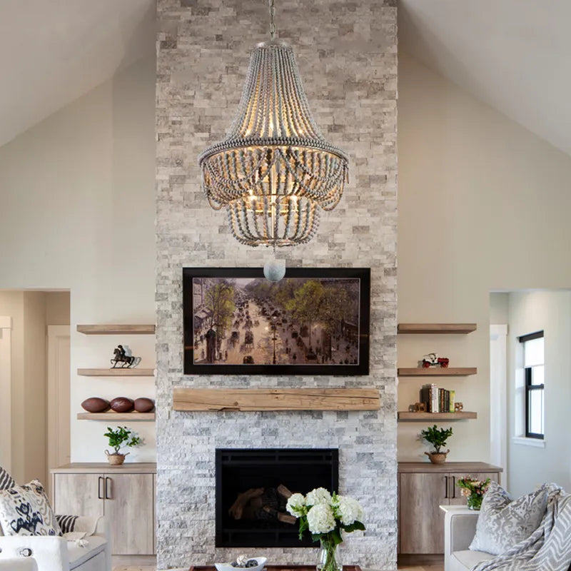 Katia Boho Wood Beaded Chandelier - view 2