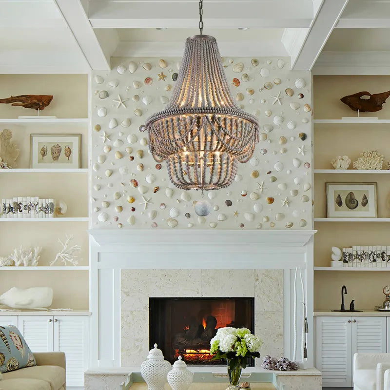 Katia Boho Wood Beaded Chandelier - view 3