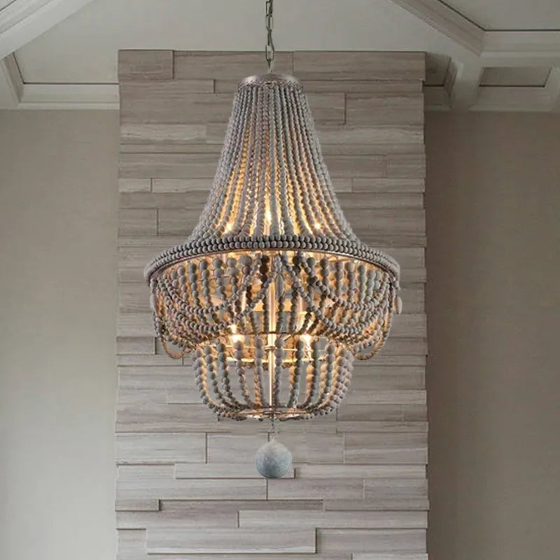 Katia Boho Wood Beaded Chandelier - view 4