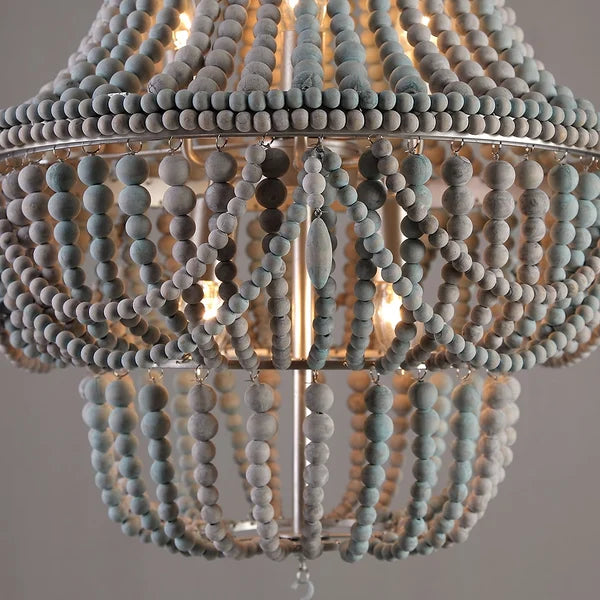 Katia Boho Wood Beaded Chandelier - view 7