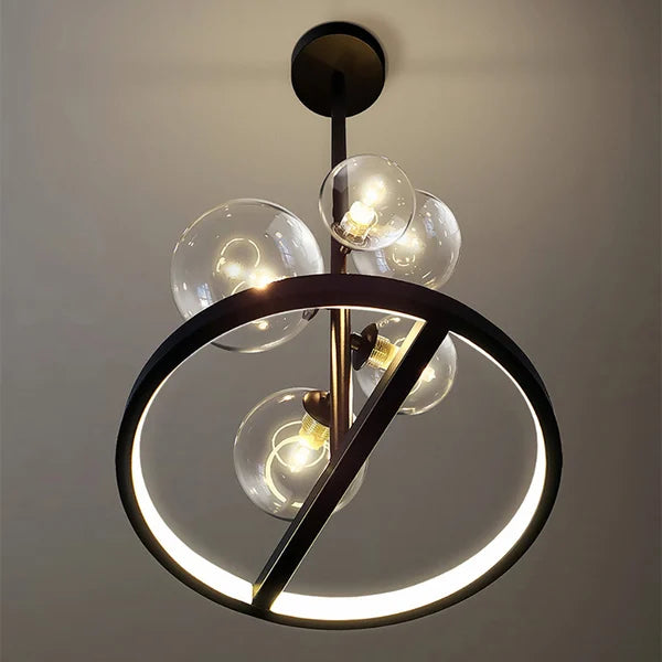 Bubi Modern Black Glass Bubble Globe Chandelier - view 1