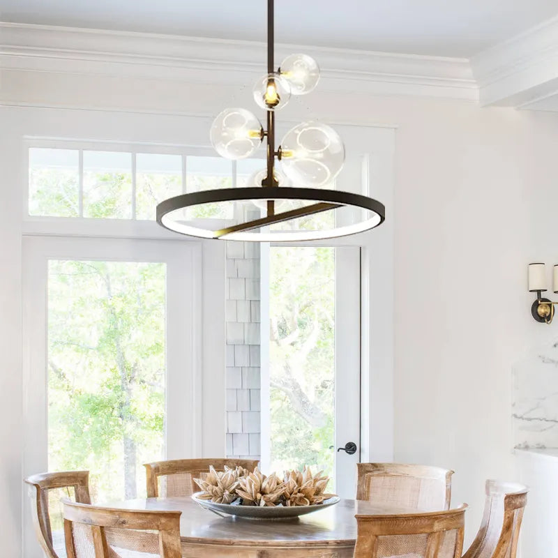 Bubi Modern Black Glass Bubble Globe Chandelier - view 4