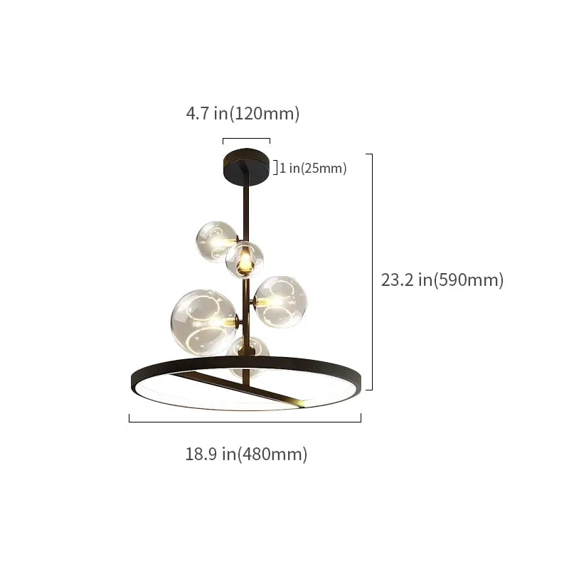 Bubi Modern Black Glass Bubble Globe Chandelier - view 6