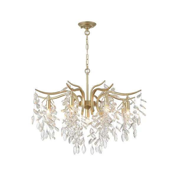 Elegant Tiered Crystal Chandelier in Champagne Gold - view 1