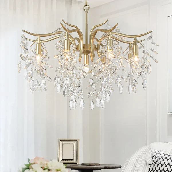 Elegant Tiered Crystal Chandelier in Champagne Gold - view 2