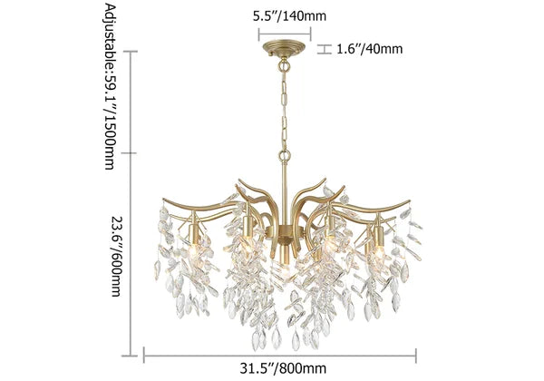 Elegant Tiered Crystal Chandelier in Champagne Gold - view 6