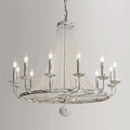 Elegant French Candle-Shaped Crystal Bead Chandelier - view 1