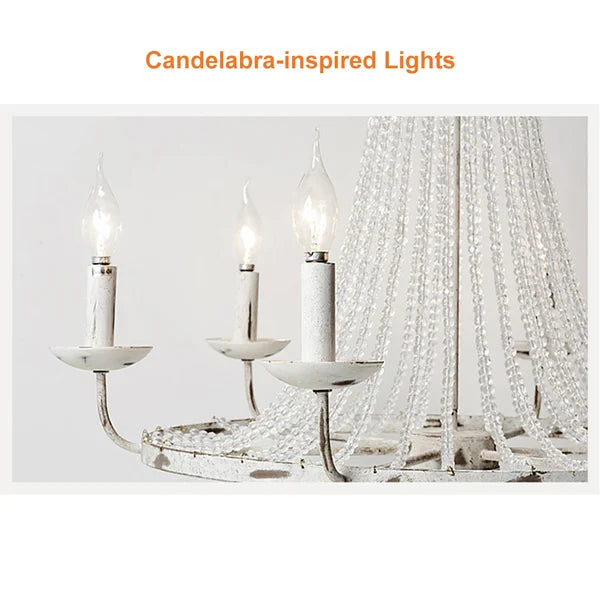 Elegant French Candle-Shaped Crystal Bead Chandelier - view 6