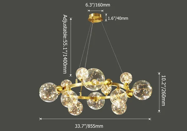 Modern Molecular Gold Glass Globe LED Chandelier - view 11