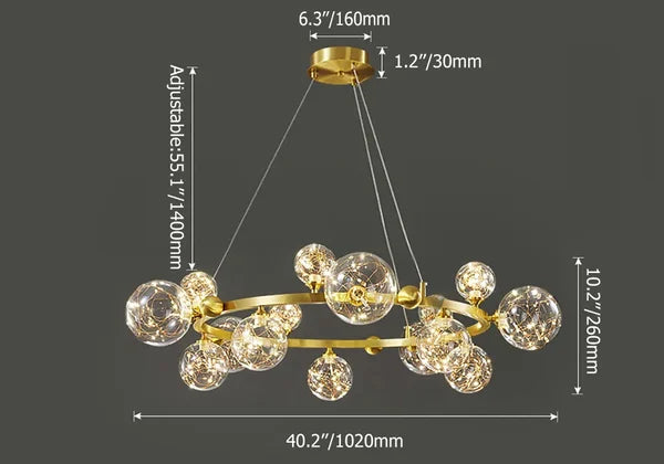Modern Molecular Gold Glass Globe LED Chandelier - view 12