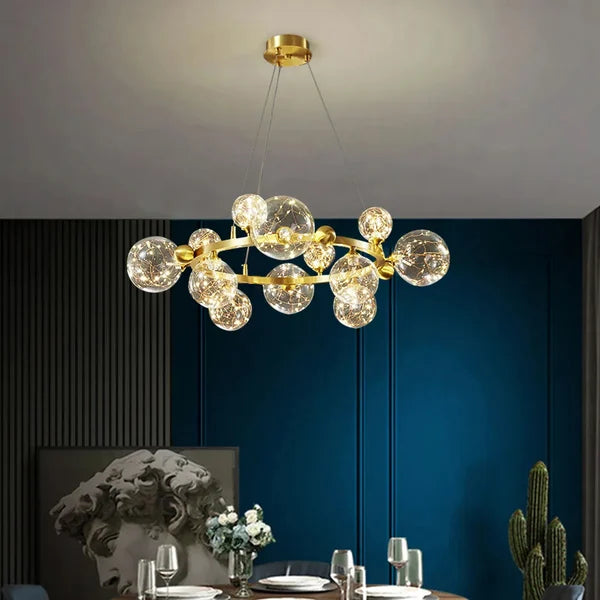 Modern Molecular Gold Glass Globe LED Chandelier - view 2