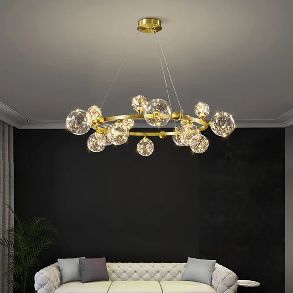 Modern Molecular Gold Glass Globe LED Chandelier - view 3