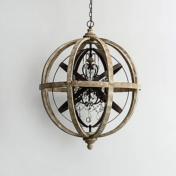 Vintage Retro Globe Weathered Wood Chandelier - view 10