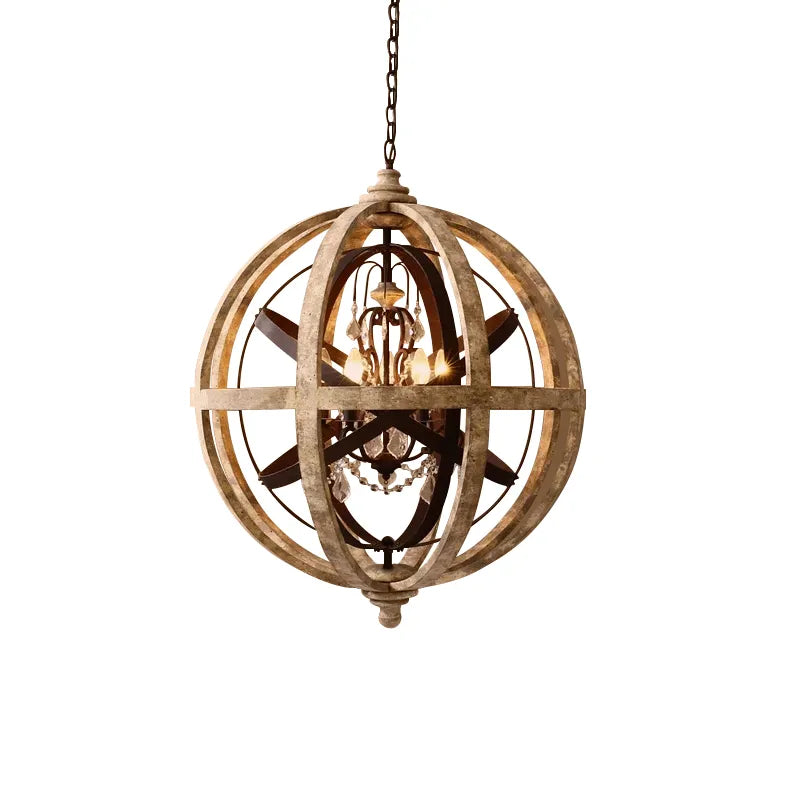 Vintage Retro Globe Weathered Wood Chandelier - view 11