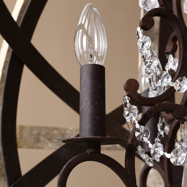 Vintage Retro Globe Weathered Wood Chandelier - view 6