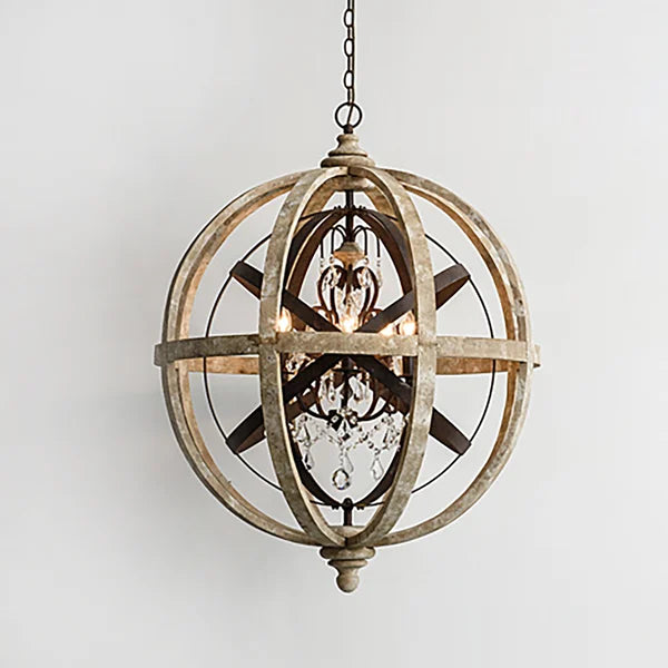 Vintage Retro Globe Weathered Wood Chandelier - view 9