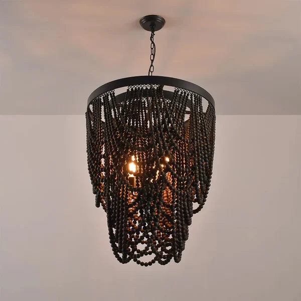 Bohemia Wooden Bead Chandelier for Boho Style Decor - view 1