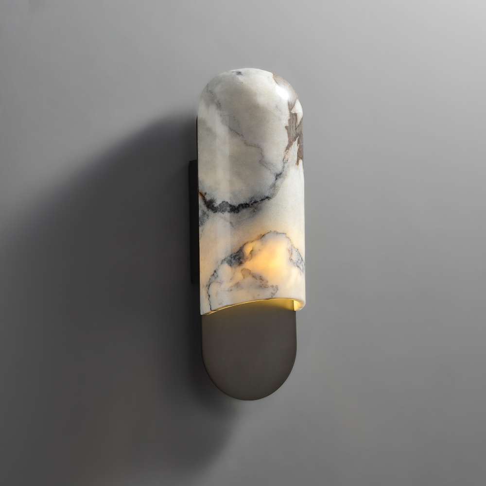 Off-White Sconce: Elegant Wall Light Fixtures with Alabaster Shade - view 1