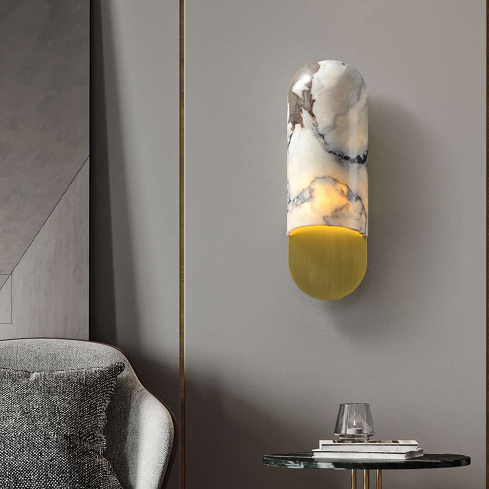 Off-White Sconce: Elegant Wall Light Fixtures with Alabaster Shade - view 4