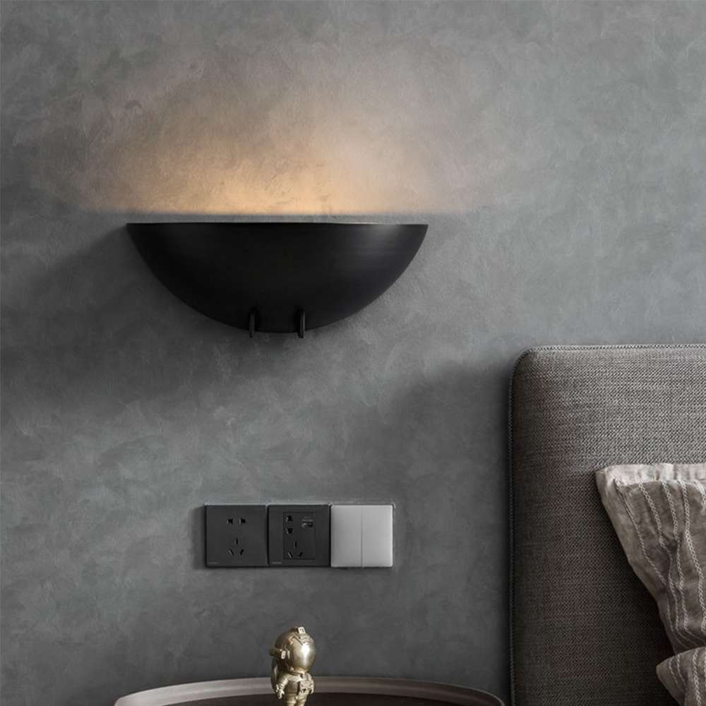 Modern Black Light Fixtures - Quarter Sphere Wall Sconce Lamp - view 3