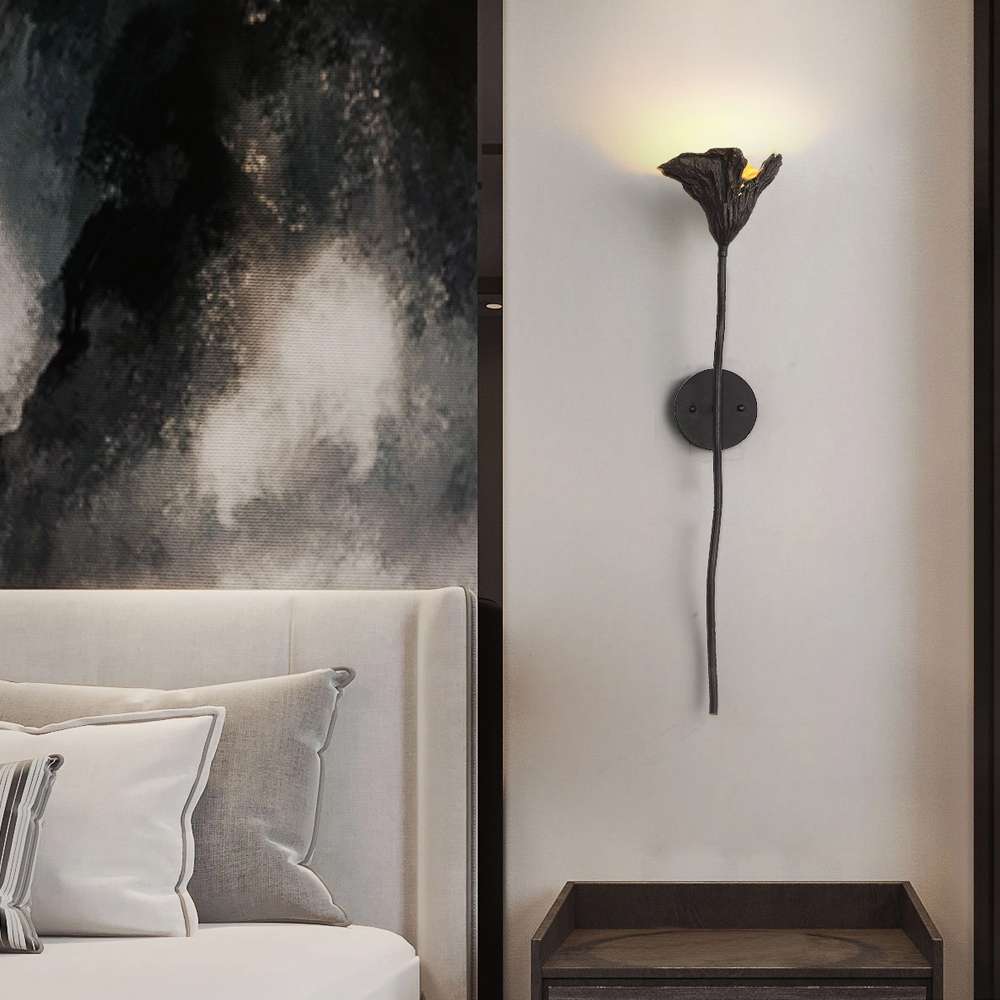 Elegant Withered Lotus Leaf Decorative Metal Wall Sconce Lamp - view 3