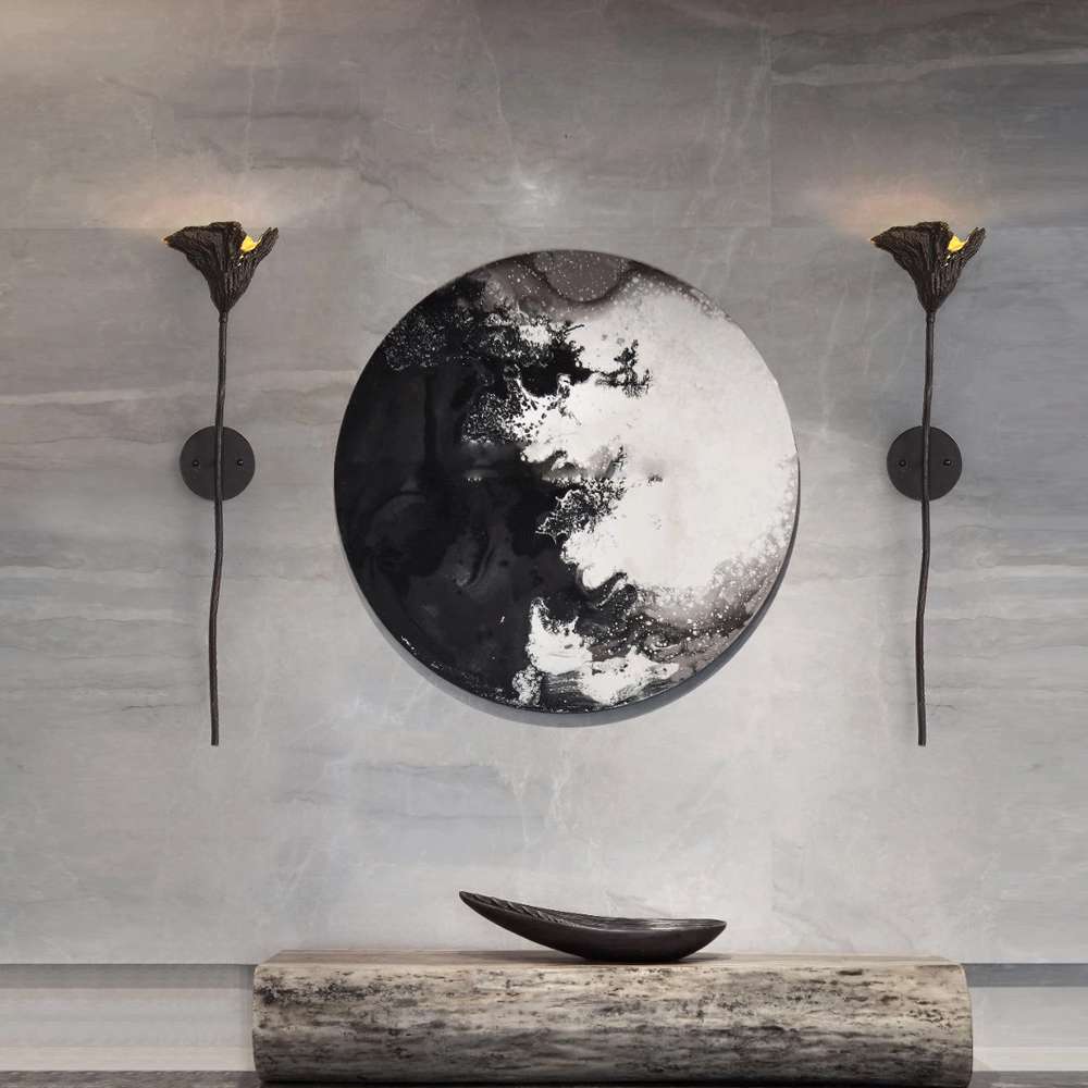 Elegant Withered Lotus Leaf Decorative Metal Wall Sconce Lamp - view 4