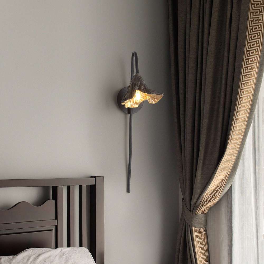Elegant Withered Lotus Leaf Decorative Metal Wall Sconce Lamp - view 5