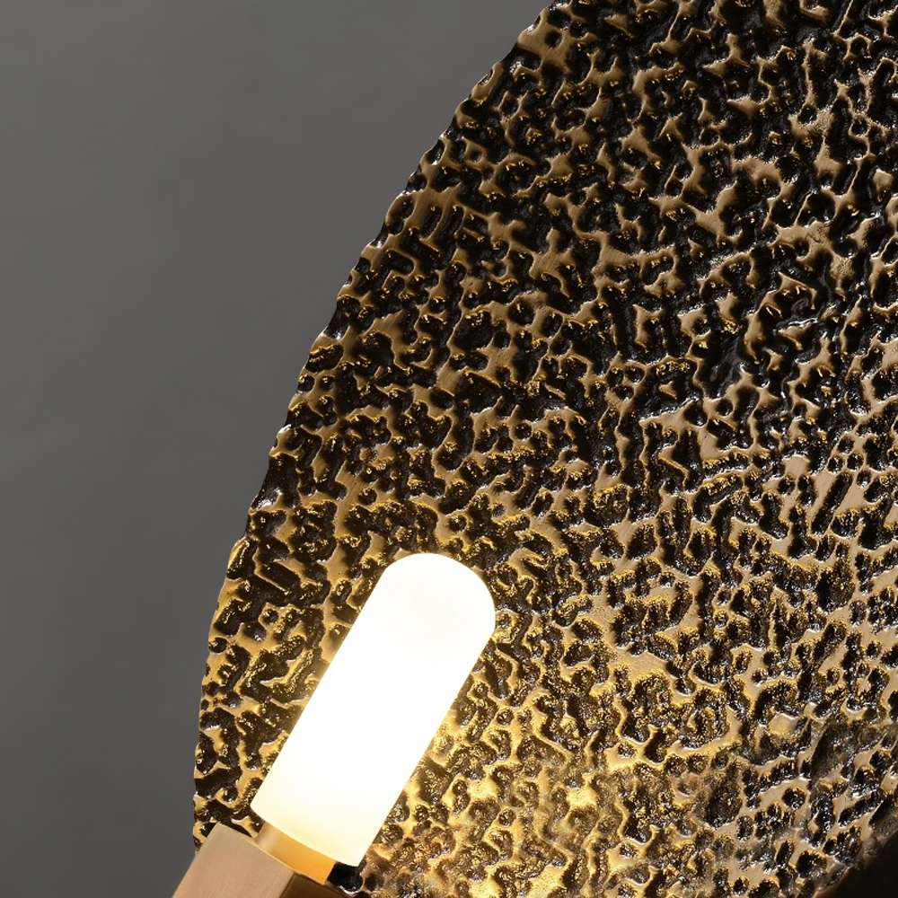 Elegant Hammered Brass Oval Wall Sconce for Bedroom - view 6