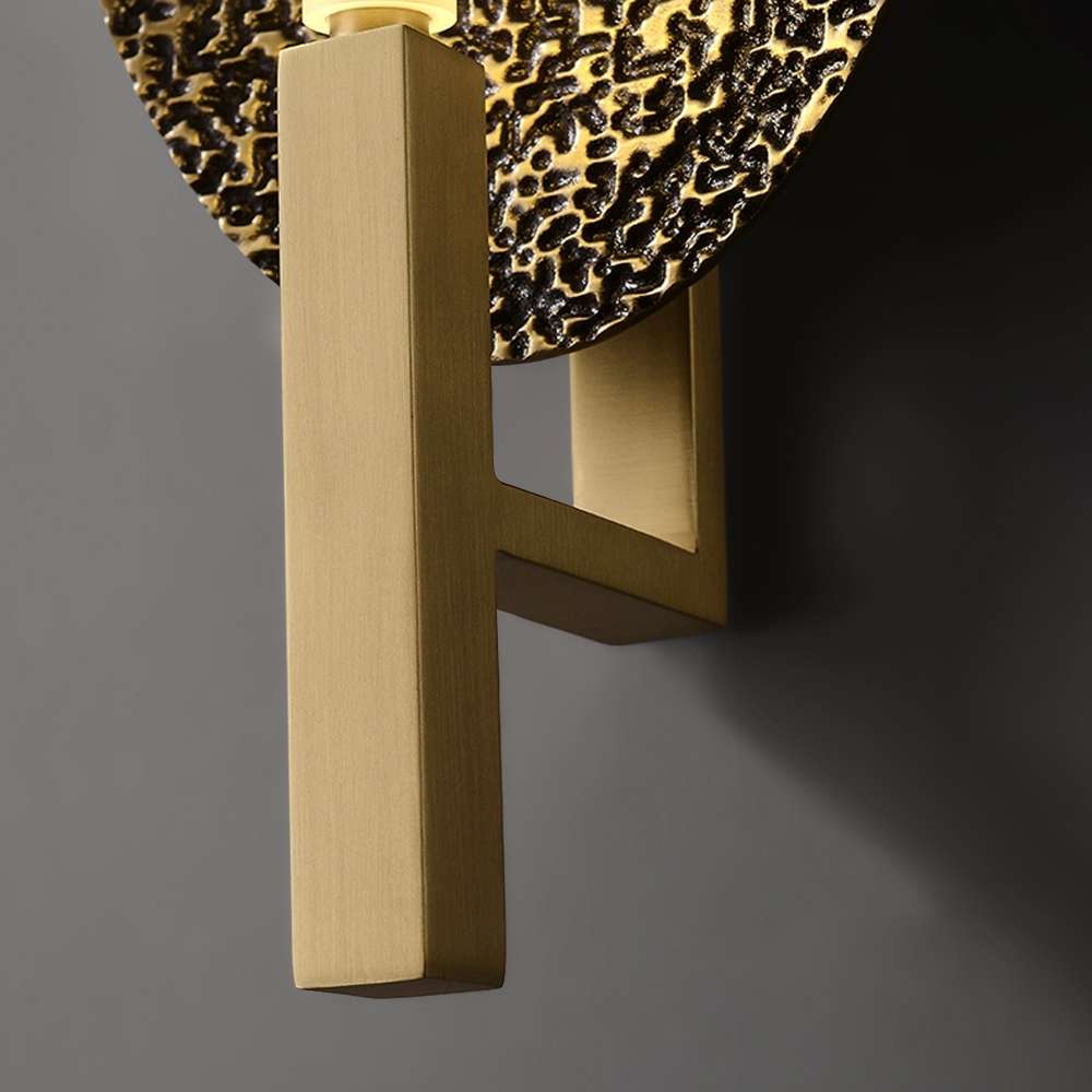 Elegant Hammered Brass Oval Wall Sconce for Bedroom - view 7