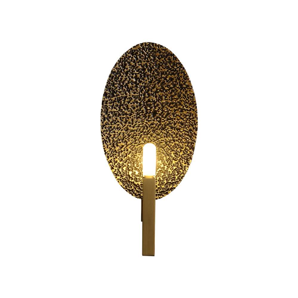 Elegant Hammered Brass Oval Wall Sconce for Bedroom - view 8