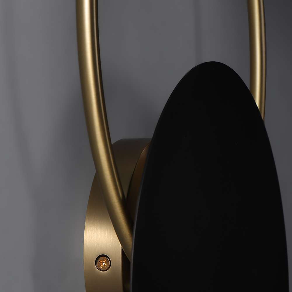 Contemporary Glass Lampshade Wall Lamp with Golden Ring - view 7