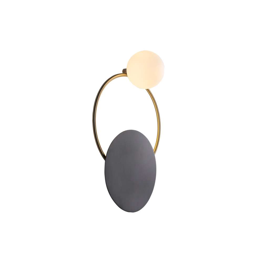 Contemporary Glass Lampshade Wall Lamp with Golden Ring - view 8