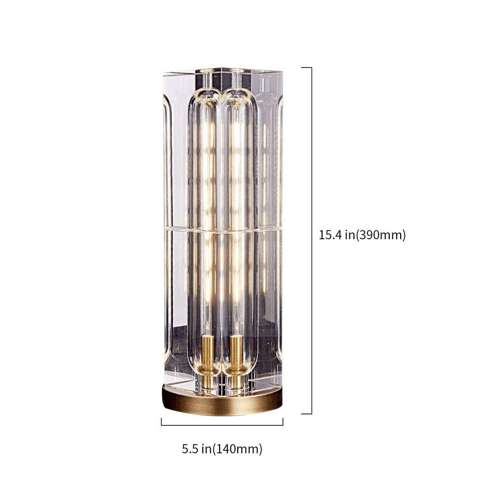 Glacon Crystal Lampshade Rectangular Table Lamps With Round Base - view 11