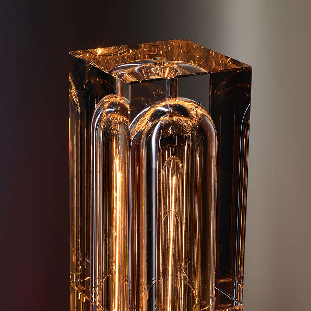 Glacon Crystal Lampshade Rectangular Table Lamps With Round Base - view 5